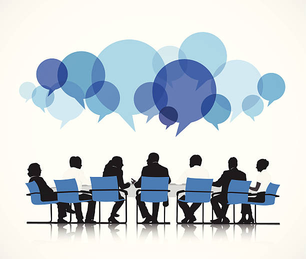 Vector Of Group Of People Discussing Stock Illustration - Download Image  Now - Meeting, Discussion, Organized Group - iStock